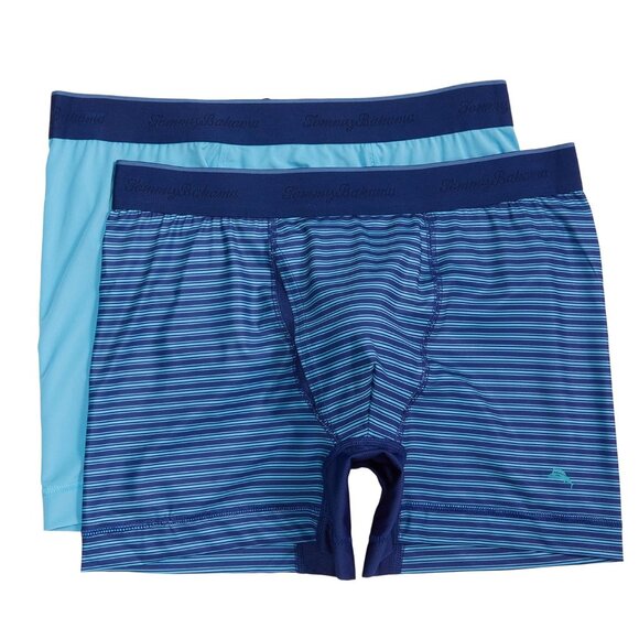 2 Pack Tommy Bahama Mesh Tech Boxer Briefs Underwear Size L $58 Blue Stripes - Picture 1 of 4
